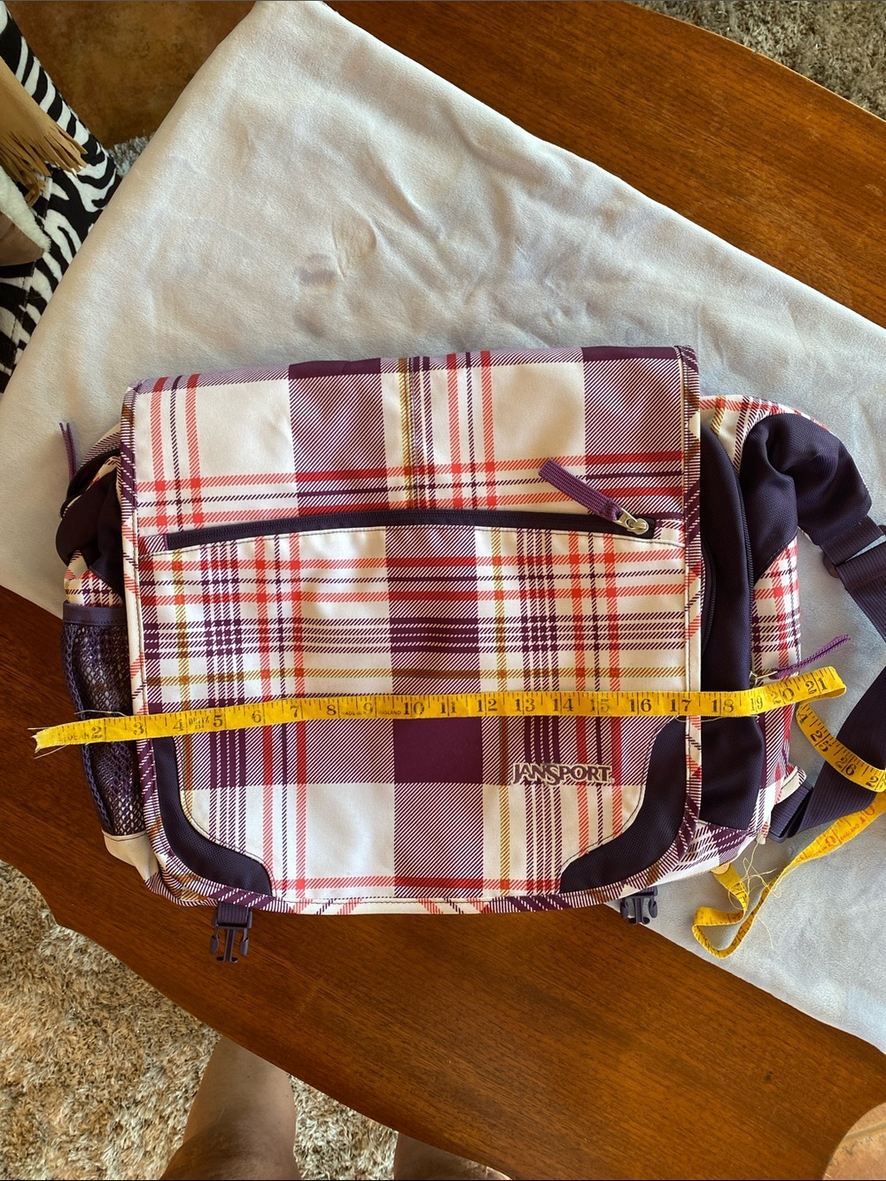 Jansport Purple Plaid Laptop Messenger Bag - Picture 12 of 12